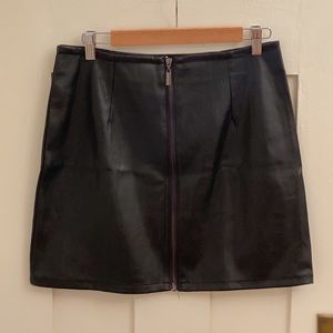 Leather Zip Up Mini Skirt